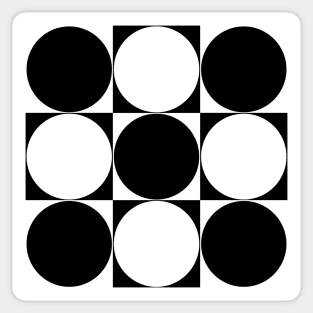 60's Retro Big Dots in Black and White Sticker